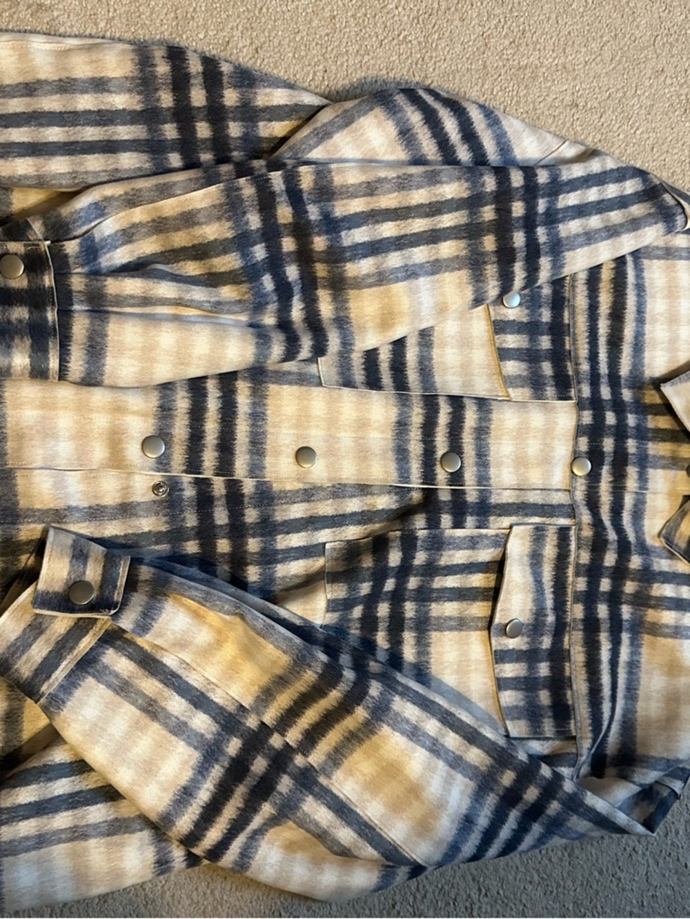 ZARA Cream Jacket with Gray Stripes